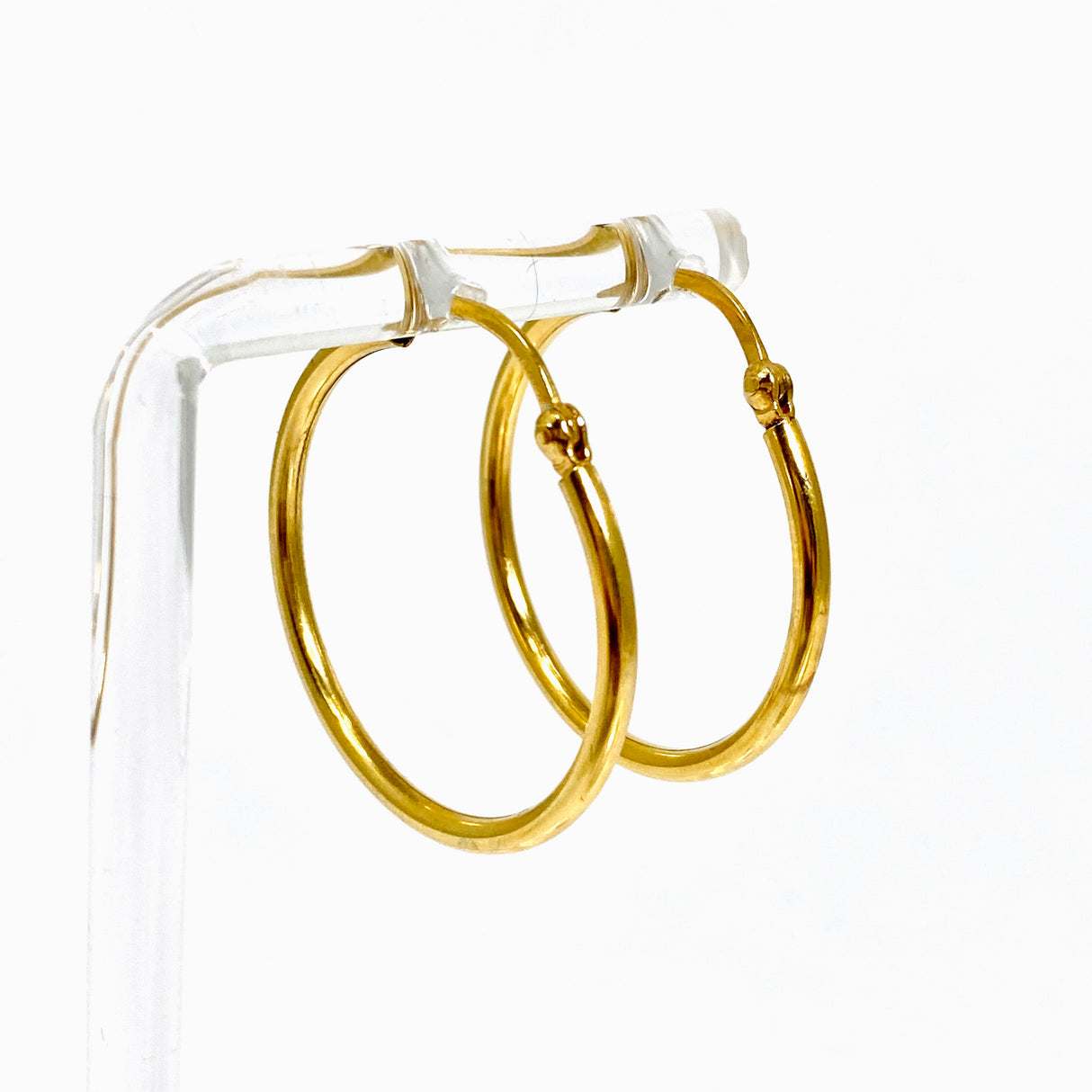 Yellow Gold Plated Plain Hoop Earrings 30mm SE329YG