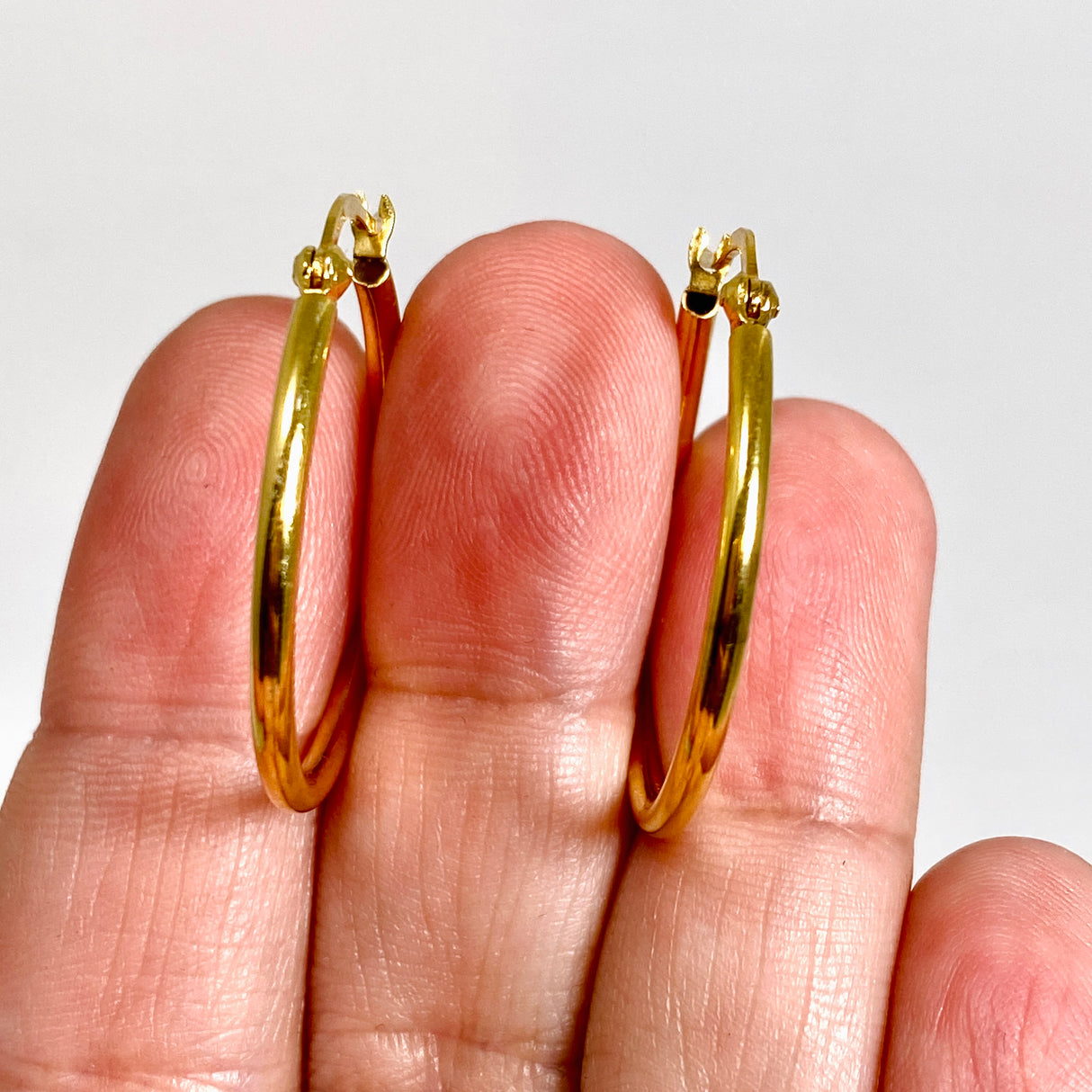 Yellow Gold Plated Plain Hoop Earrings 30mm SE329YG