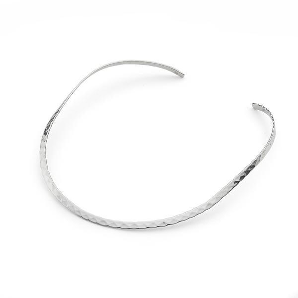 925 Sterling Silver 4mm Silver Collar with Hammered Style - Nature's Magick