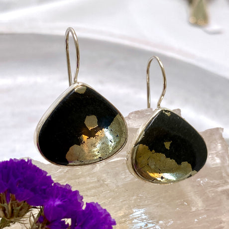 Healer's Gold (Pyrite in Magnetite) teardrop earrings KEGJ1072