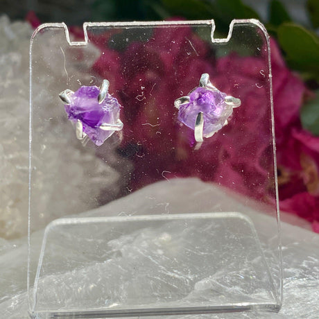 Amethyst raw stud earrings KEGJ1183 - Nature's Magick