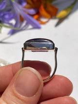 Amethyst Square cabochon ring with 3mm simple band s8 - Nature's Magick