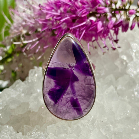 Amethyst teardrop cabochon ring s.6 SS08 - Nature's Magick