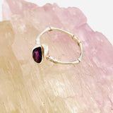 Amethyst Teardrop Faceted Fine Band Ring R3691-AM - Nature's Magick