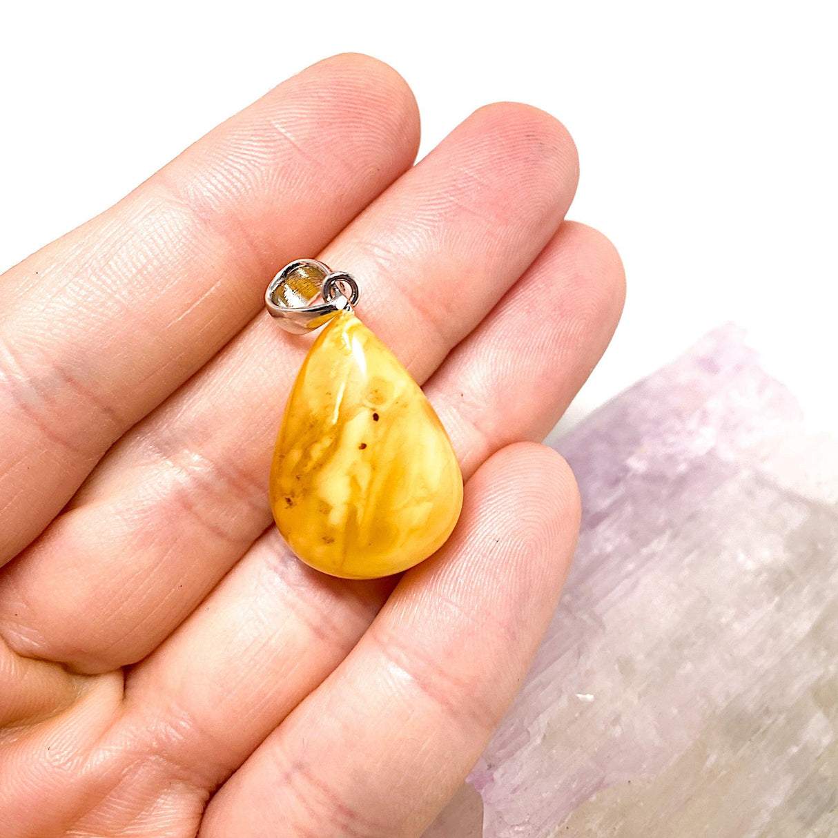 Baltic Amber - Butter Amber small drop pendant AMB87 - Nature's Magick
