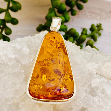 Baltic Honey Cognac Amber Triangle pendant AMB111 - Nature's Magick