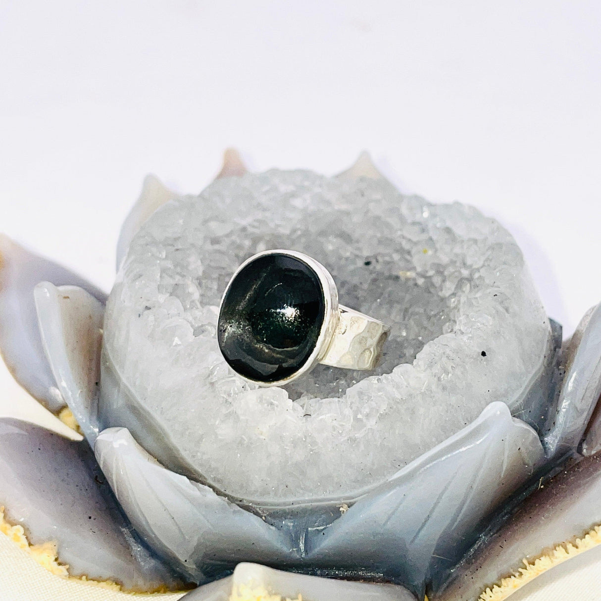 Black Star Diopside Oval Ring Size 10 KRGJ1813 - Nature's Magick