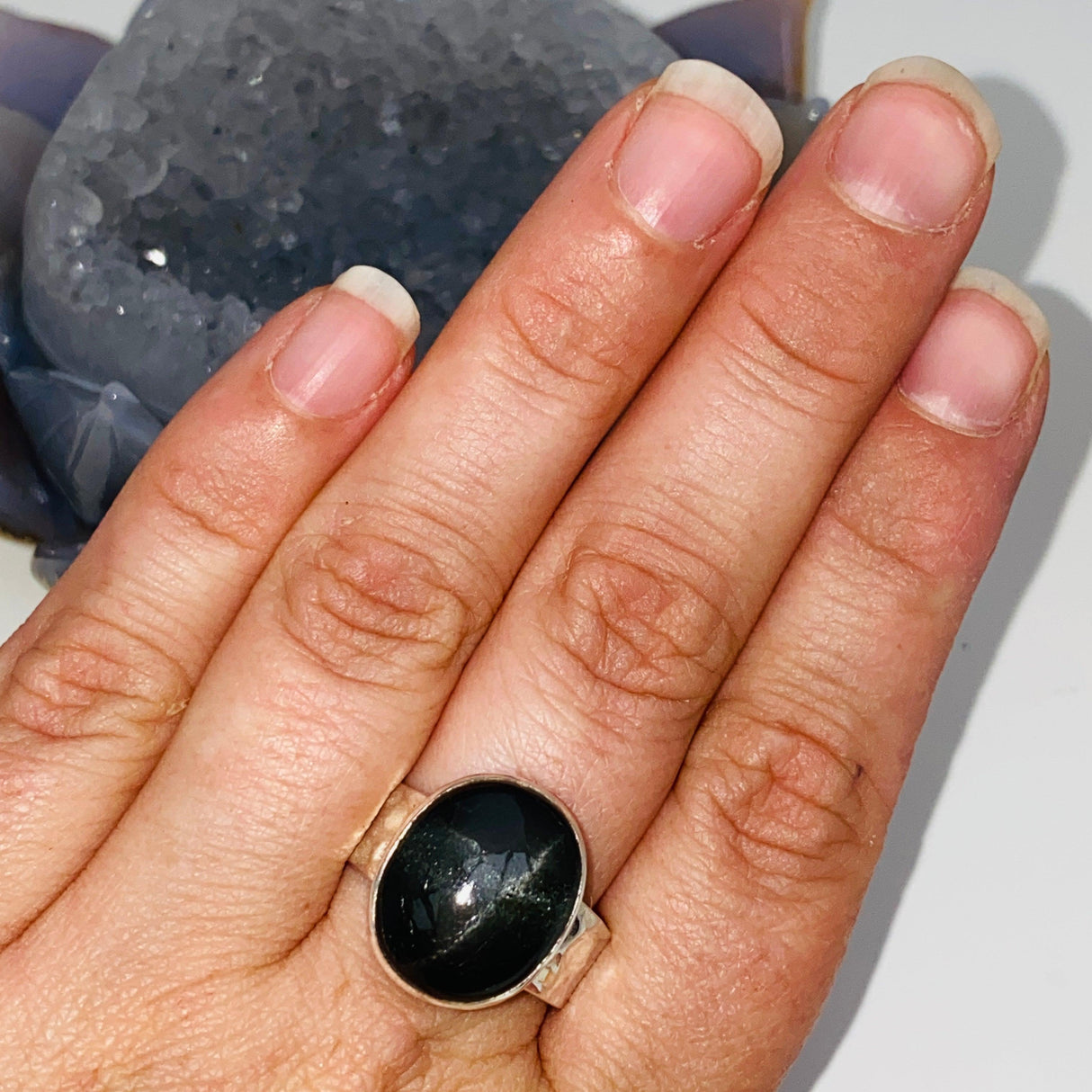 Black Star Diopside Oval Ring Size 10 KRGJ1813 - Nature's Magick