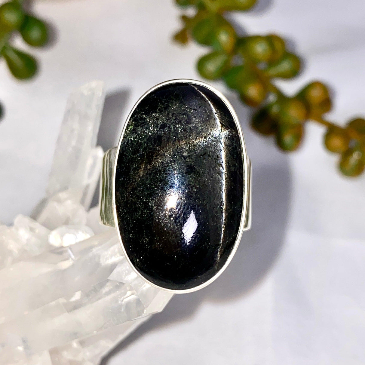 Black Star Diopside Oval Ring Size 11 KRGJ2605 - Nature's Magick