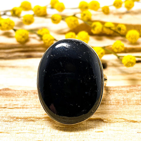 Black Tourmaline oval ring s.9 KRGJ1827 - Nature's Magick