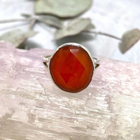 Carnelian oval faceted ring s.8 KRGJ2121 - Nature's Magick