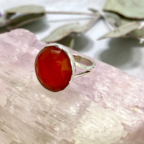 Carnelian oval faceted ring s.8 KRGJ2121 - Nature's Magick