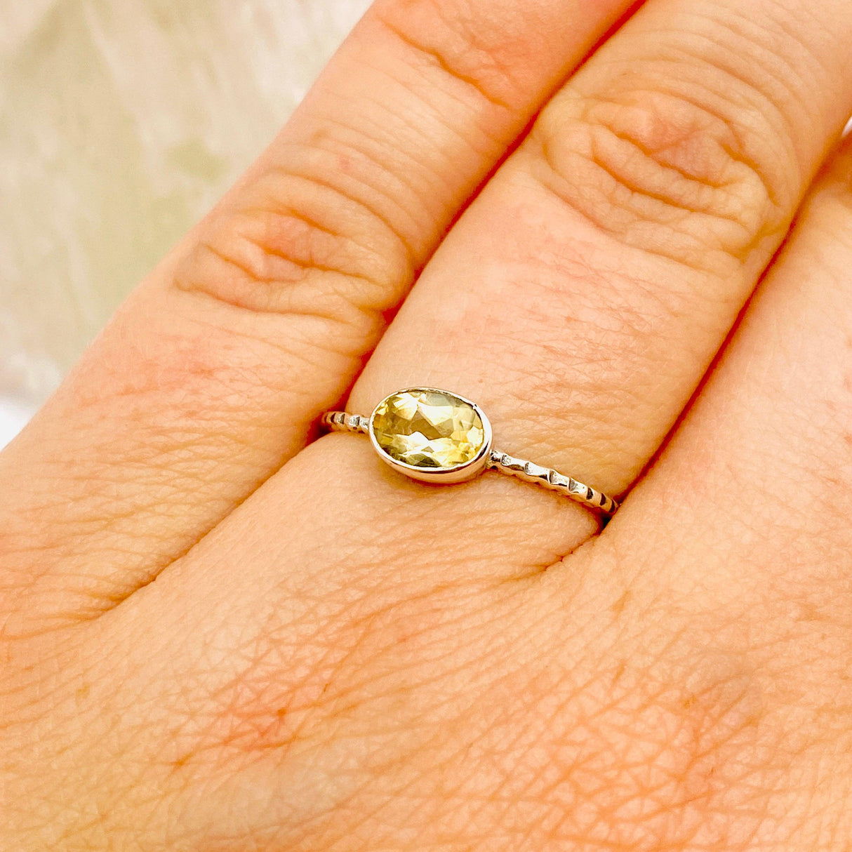 Citrine Oval Faceted Fine Band Ring R3750-CT - Nature's Magick