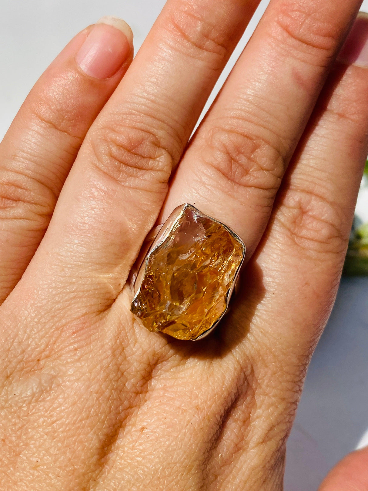 Citrine raw ring with split band s.9 KRGJ869 - Nature's Magick