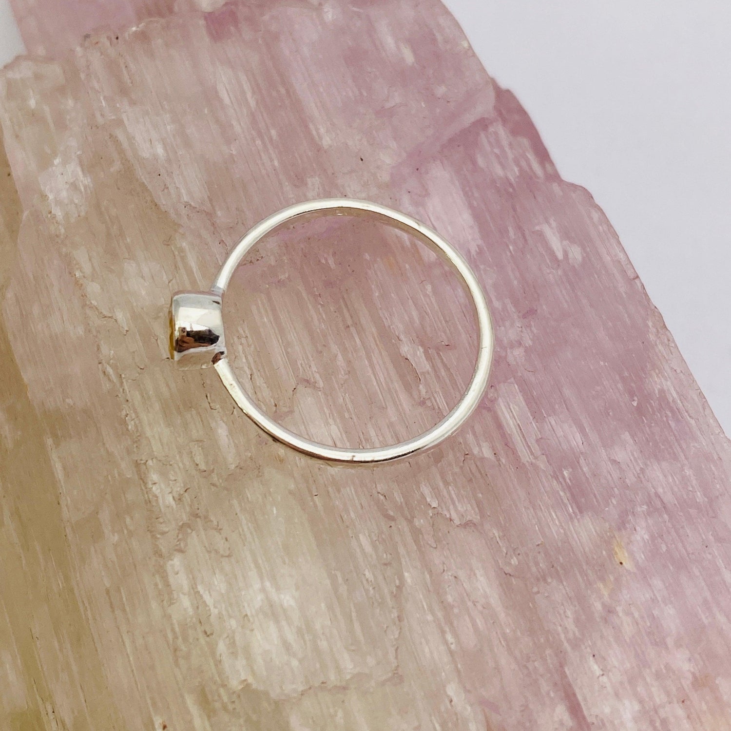 Citrine Round Faceted Fine Band Ring R3754-CT - Nature's Magick