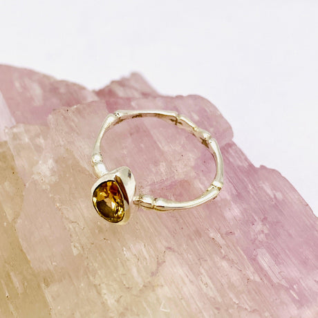 Citrine Teardrop Faceted Fine Band Ring R3691-CT - Nature's Magick