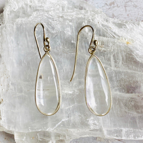 Clear Quartz cabochon teardrop earrings E2456 KEGJ956 - Nature's Magick