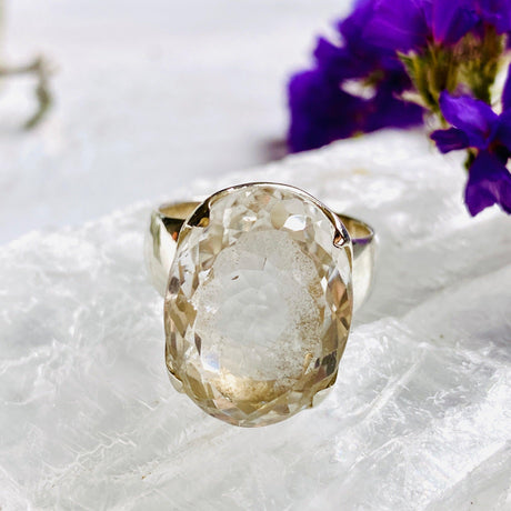 Clear Quartz faceted oval ring s.8 KRGJ1993 - Nature's Magick
