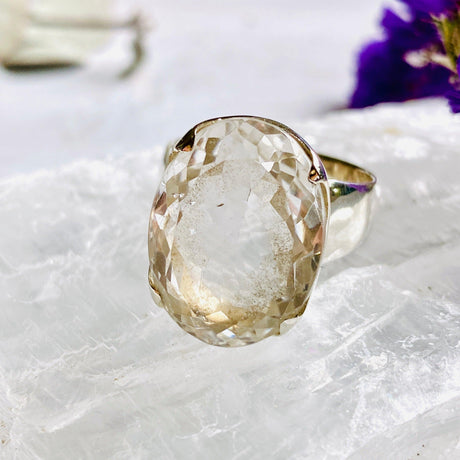 Clear Quartz faceted oval ring s.8 KRGJ1993 - Nature's Magick