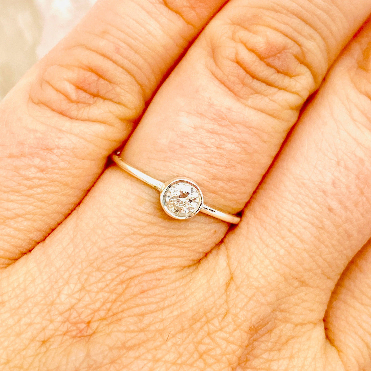 Cubic Zirconia Round Faceted Fine Band Ring R3754-CZ - Nature's Magick