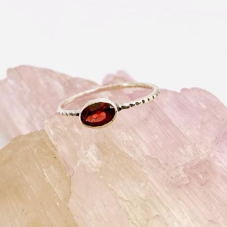 Garnet Oval Faceted Fine Band Ring R3750-GA - Nature's Magick