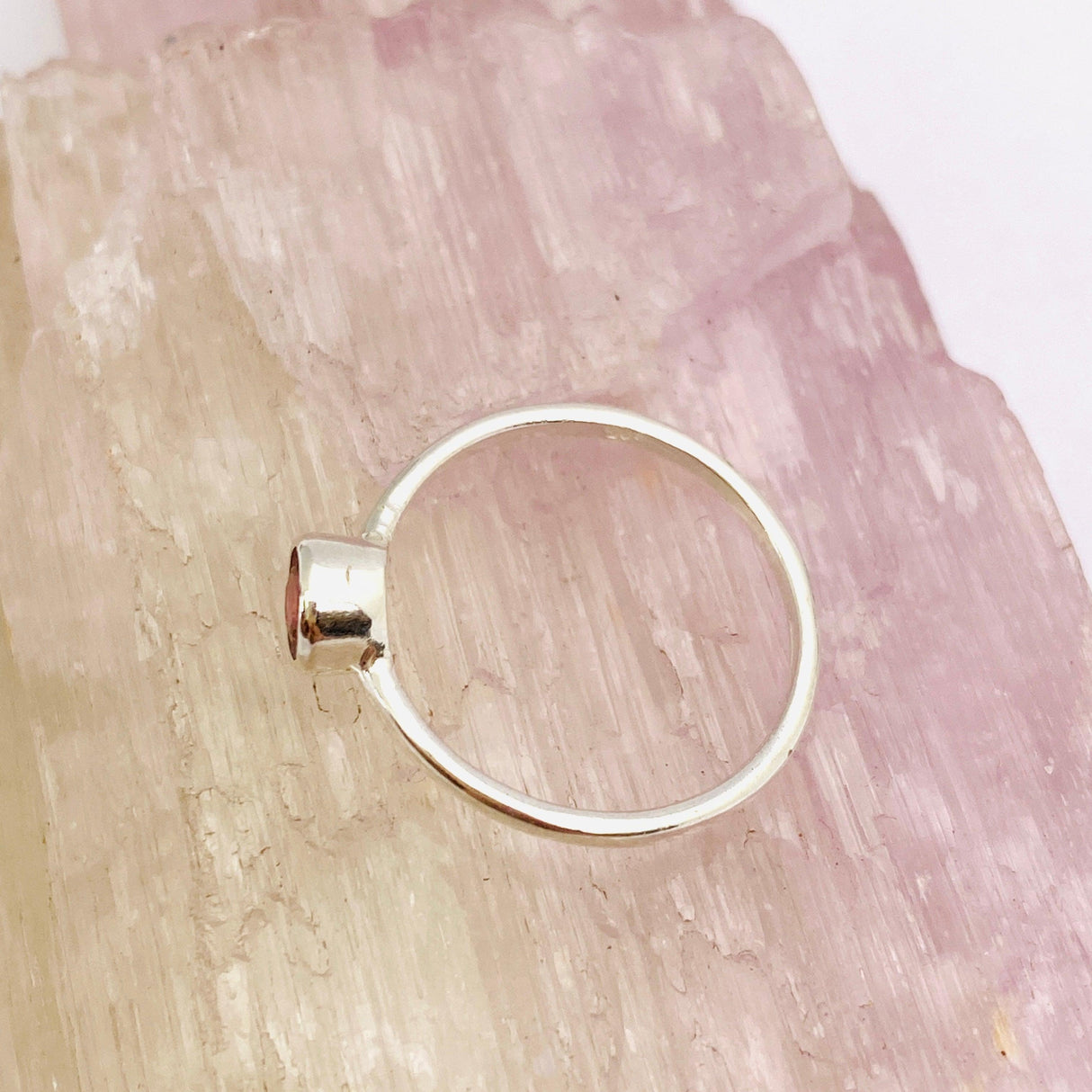 Garnet Round Faceted Fine Band Ring R3754-GA - Nature's Magick