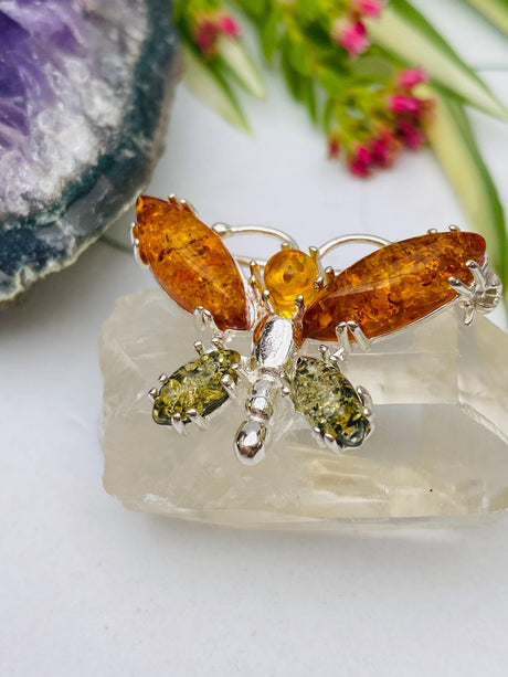 Genuine Baltic Amber butterfly brooch AMB57 - Nature's Magick