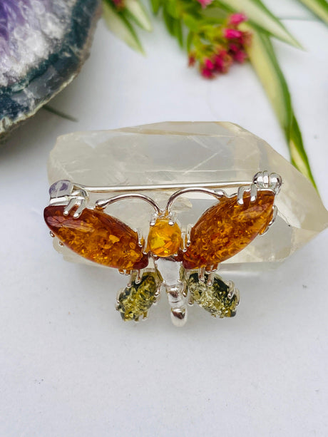 Genuine Baltic Amber butterfly brooch AMB57 - Nature's Magick