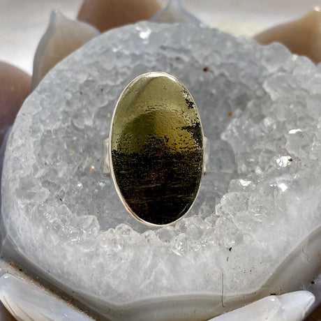 Healer's Gold (Pyrite in Magnetite) oval ring s.7 KRGJ2394 - Nature's Magick