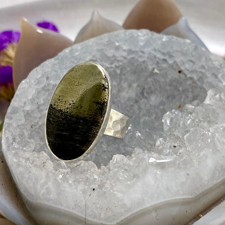 Healer's Gold (Pyrite in Magnetite) oval ring s.7 KRGJ2394 - Nature's Magick