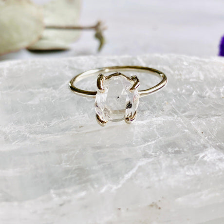 Herkimer Diamond Quartz Raw Fine Band Ring PRGJ331 - Nature's Magick