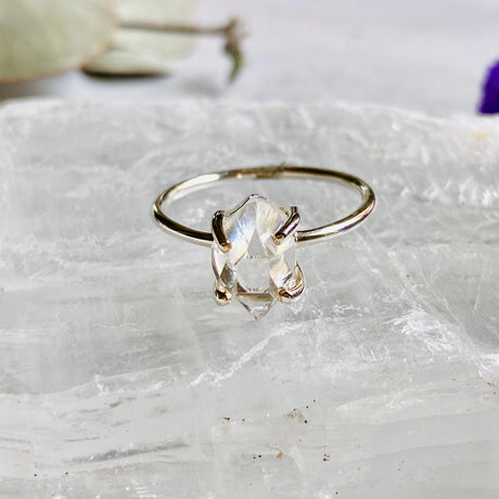 Herkimer Diamond Quartz Raw Fine Band Ring PRGJ331 - Nature's Magick