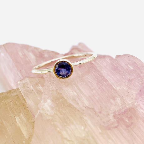 Iolite Round Faceted Fine Band Ring R3754-IO - Nature's Magick