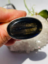 Labradorite Oval Cabochon Ring with beaten band s7.5 KRGJ553 - Nature's Magick