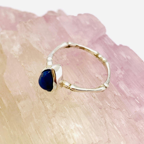Lapis Lazuli Cabochon Teardrop Fine Band Ring R3691-LL - Nature's Magick
