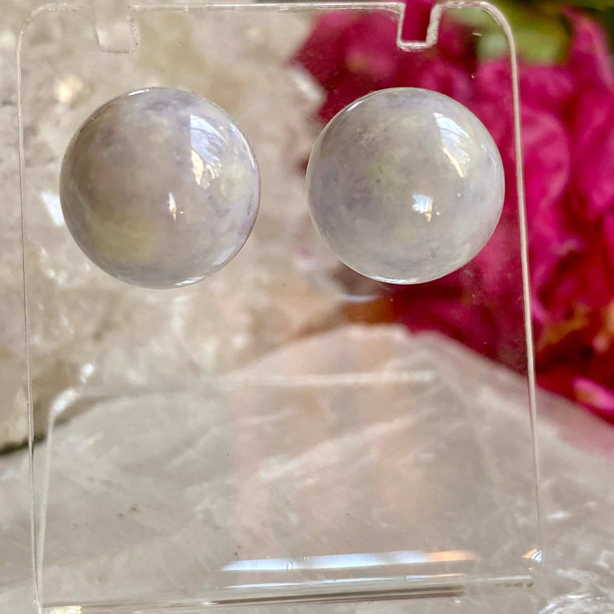 Lavender Jadeite Ball stud earrings LJS-02 - Nature's Magick