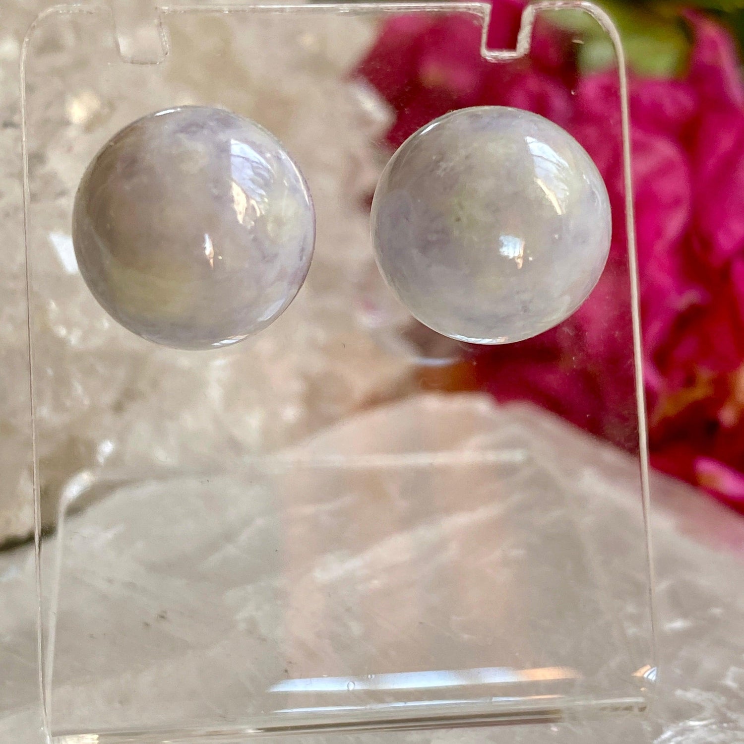 Lavender Jadeite Ball stud earrings LJS-02 - Nature's Magick