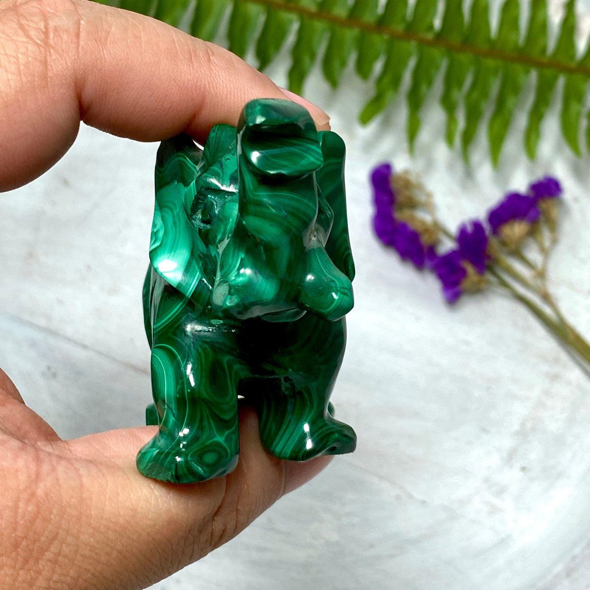 Malachite Elephant Carving MCH-CAR-13 - Nature's Magick