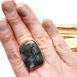 Marcasite in Agate rectagle ring s.10 KRGJ1658 - Nature's Magick