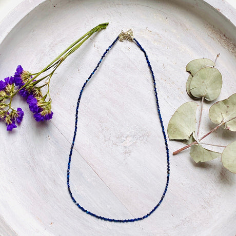 Lapis Lazuli fine 1.5mm micro-bead gemstone necklace