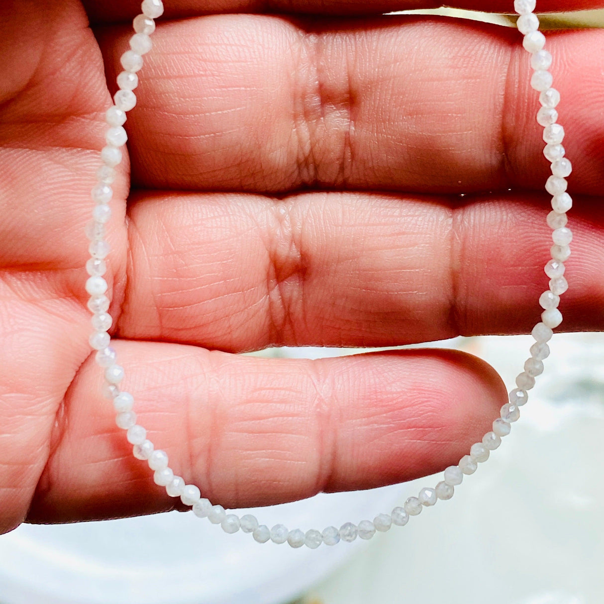 Micro Bead Necklace - White Moonstone - Nature's Magick