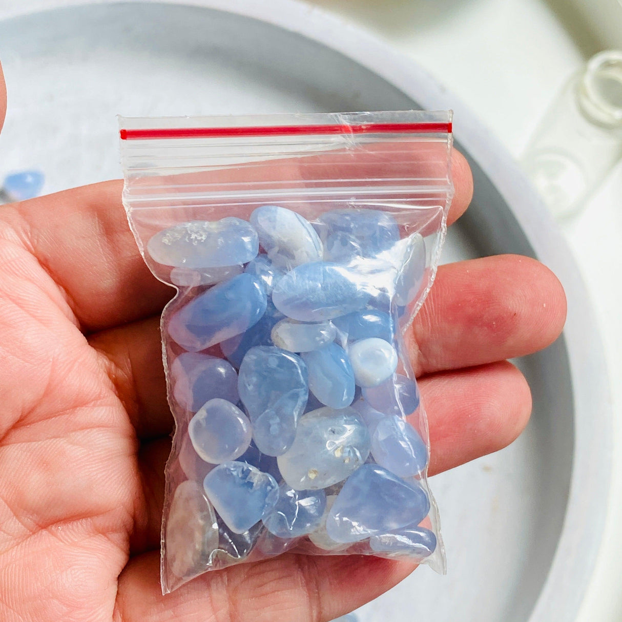 Mini tumbled stones (Chips) 50g - Blue Chalcedony - Nature's Magick