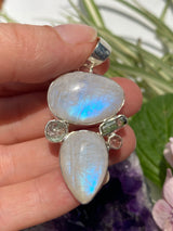 Moonstone multi pendant with aquamarine and tourmaline 14.6g - Nature's Magick