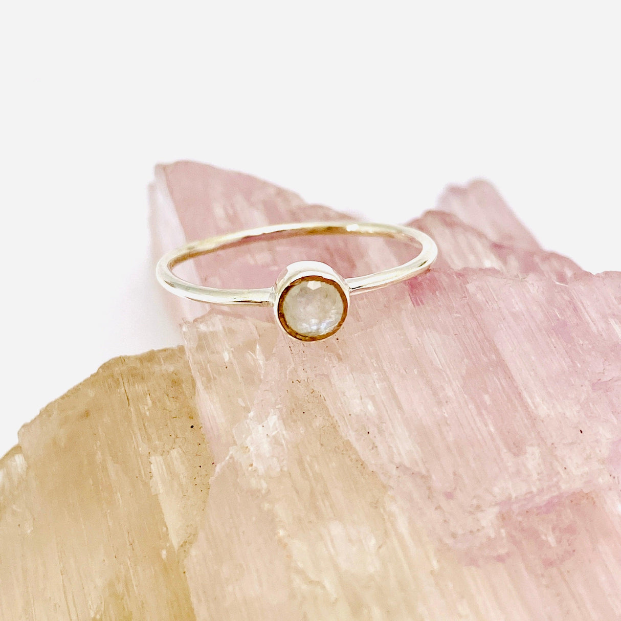 Moonstone Round Faceted Fine Band Ring R3754-MS - Nature's Magick