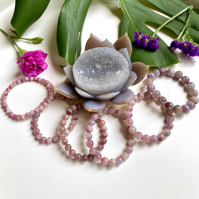 Pegmatite "Unicorn stone" Bracelet - Pink Tourmaline, Lepidolite and Quartz - Nature's Magick