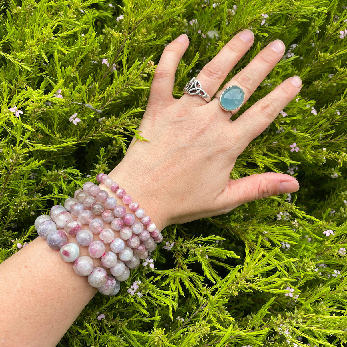 Pegmatite "Unicorn stone" Bracelet - Pink Tourmaline, Lepidolite and Quartz - Nature's Magick