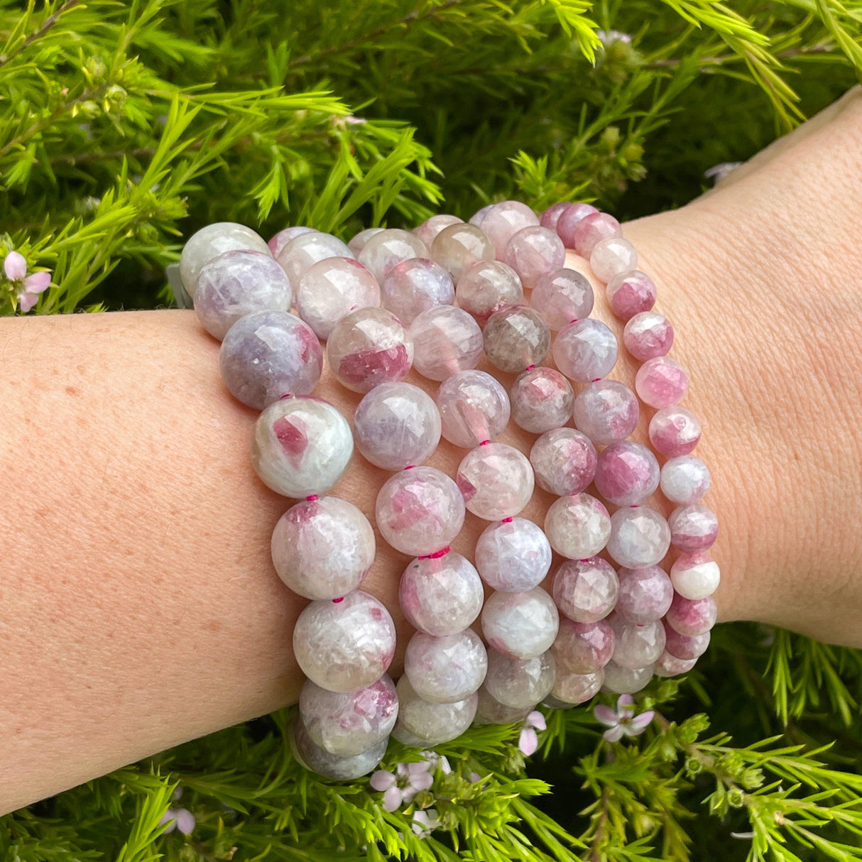Pegmatite "Unicorn stone" Bracelet - Pink Tourmaline, Lepidolite and Quartz - Nature's Magick