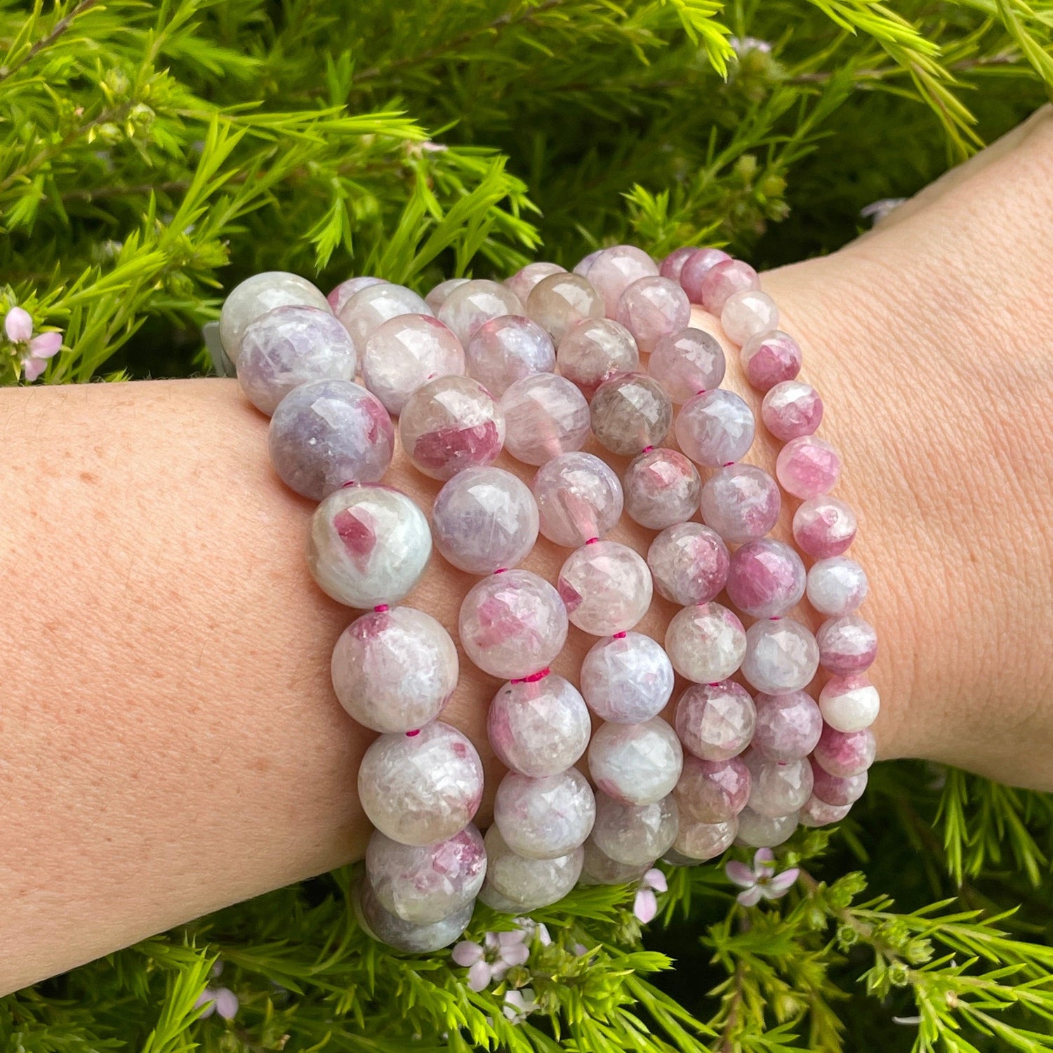 Pegmatite "Unicorn stone" Bracelet - Pink Tourmaline, Lepidolite and Quartz - Nature's Magick