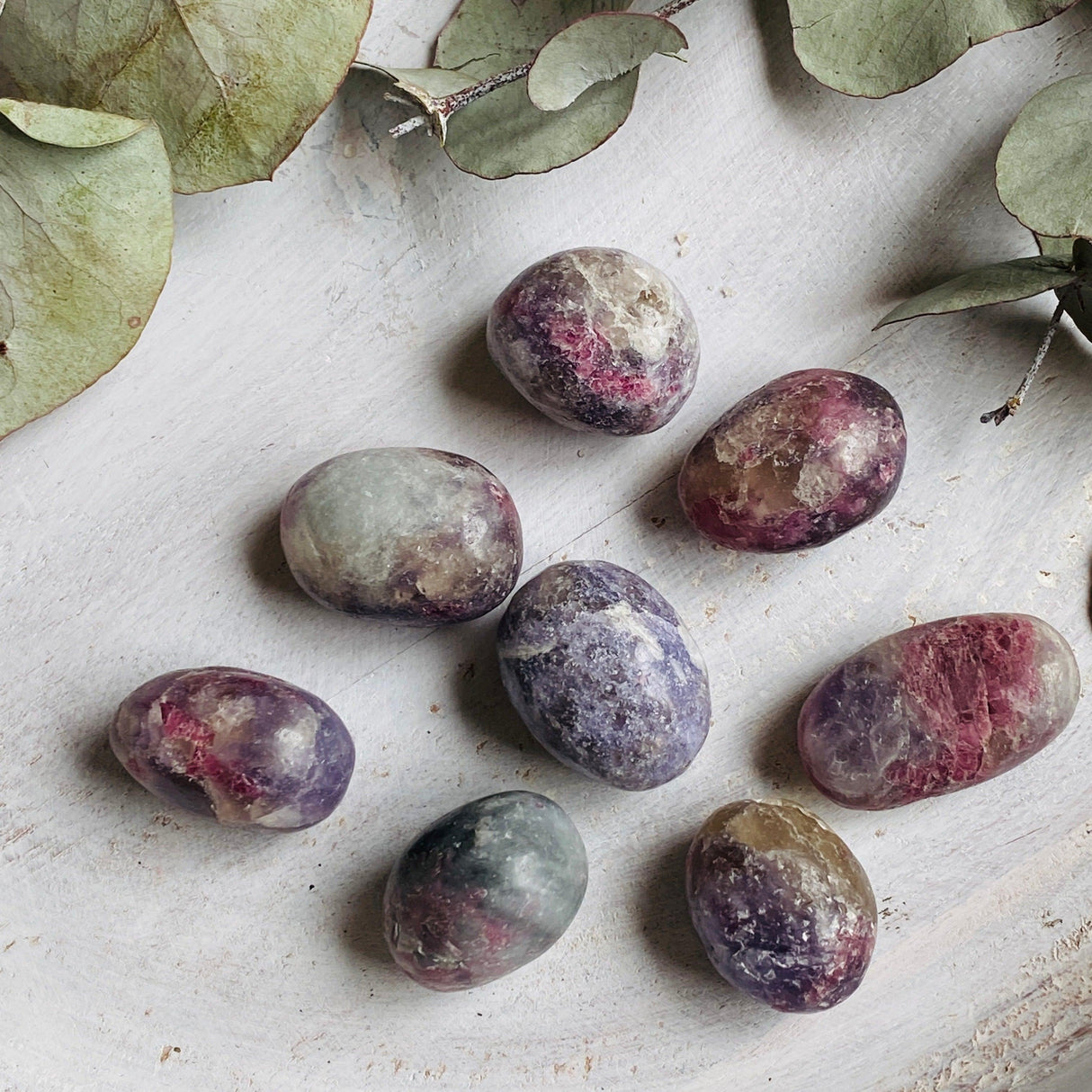 Pegmatite "Unicorn Stone" (Pink Tourmaline, Lepidolite, Smokey Quartz) tumbled stone TS-PEG - Nature's Magick