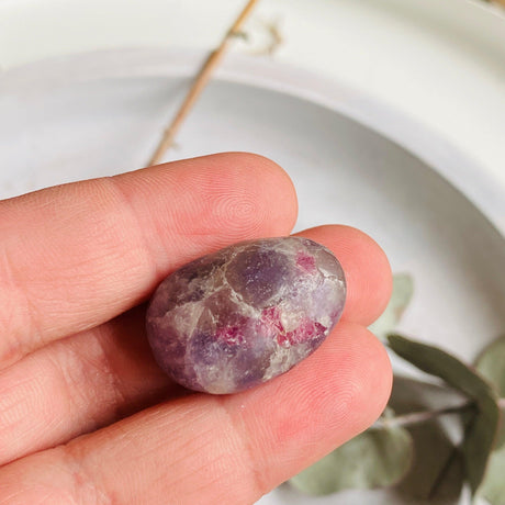 Pegmatite "Unicorn Stone" (Pink Tourmaline, Lepidolite, Smokey Quartz) tumbled stone TS-PEG - Nature's Magick